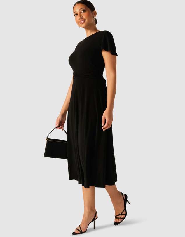 SACHA DRAKE - Flute Sleeve Reverse Wrap Dress