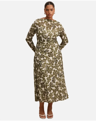 Forever New Curve - Georgia Curve Long Sleeves Mesh Midi Dress