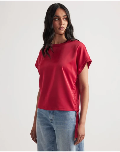 Decjuba - Frankie Satin Side Tie Top