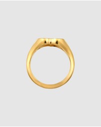 Elli Jewelry - Ring Signet Heart Self Love 925 Sterling Silver Gold-Plated