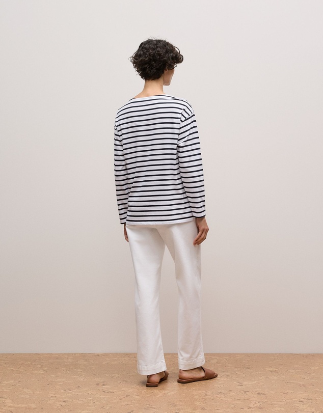 Trenery - Australian Cotton Stripe Long Sleeve T-shirt in Night Sky