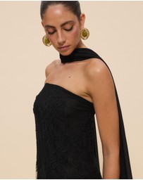 CHANCERY - Sana Strapless Sheer Lace Maxi Dress with Scarf