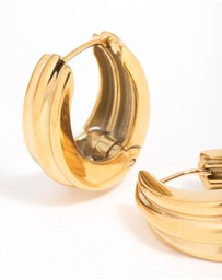 Lovisa - Waterproof Gold Plated Stainless Steel Hinged Hoop Indented Earrings