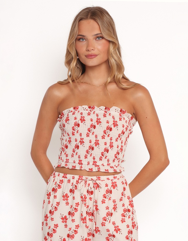 Petal & Pup - Winona Strapless Top - Red Blossom