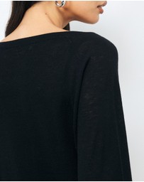 AERE - Asha Semi-Sheer Merino Wool Henley Top