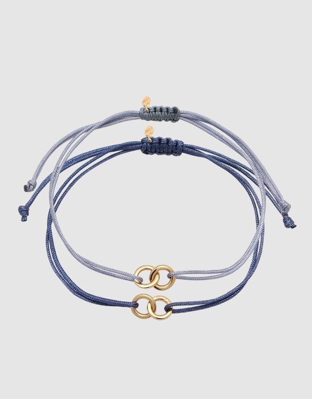 Elli Jewelry - Bracelet Set Women Circle Infinity Steel Blue and Marine Blue 925 Sterling Silver Gold Plated