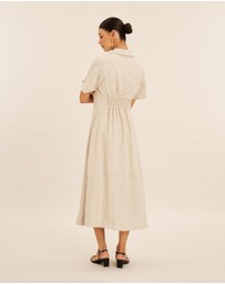 AERE - Opal Linen Open Collar Midi Dress