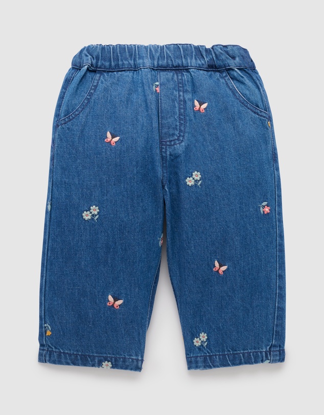 Purebaby - Pull On Embroidered Jeans -Kids-Babies