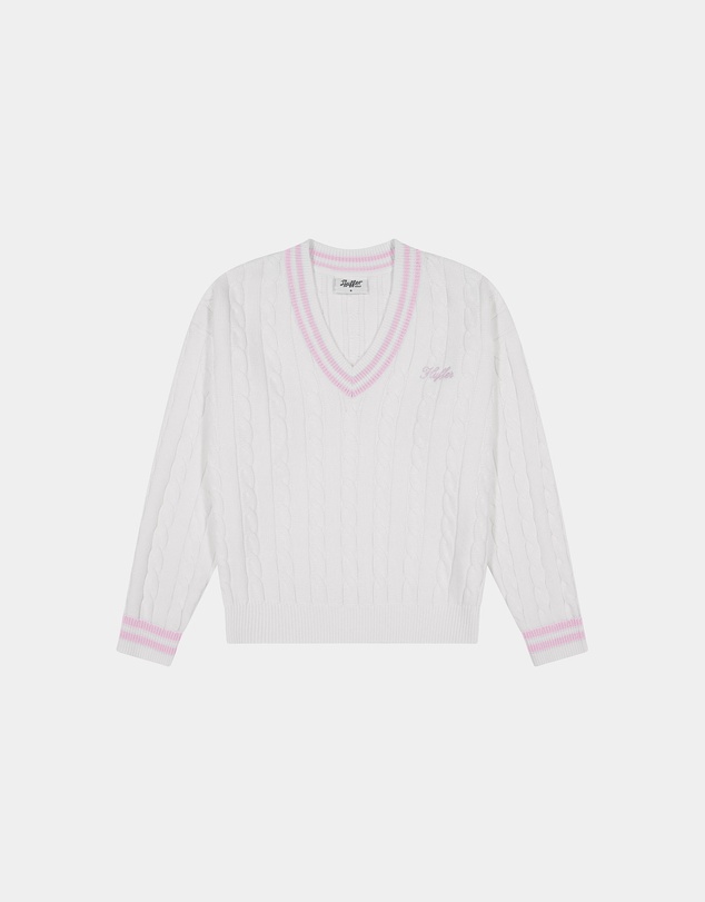 Huffer - Women's V-Neck Cable Knit Sweater