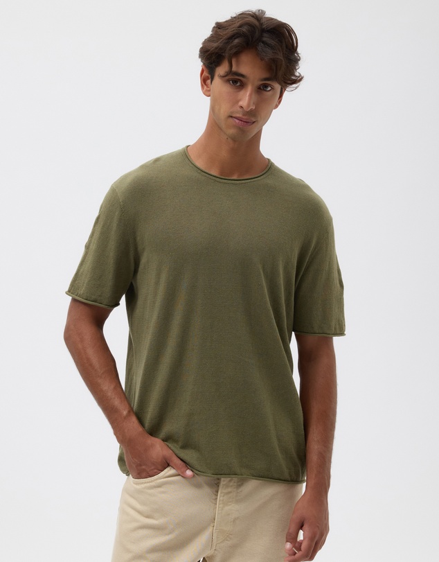 AERE - Linen Blend Rolled Hem Tee