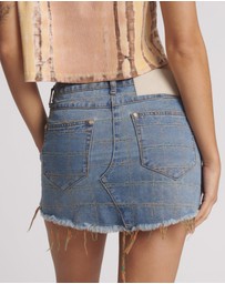 ONE TEASPOON - Junkyard Low Waist Mini Denim Skirt - Tropical Blue