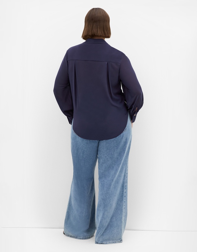 City Chic - Plus size Jane Tie Hem Shirt - navy