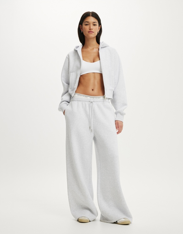 Cotton On Body Active - Plush Tie Waist Wide Leg Sweatpants