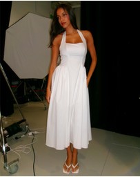 Dazie - Elsa Halter Cotton Midi Dress