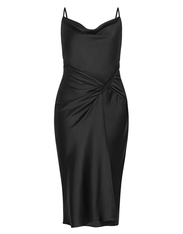 City Chic - Plus size Adelina Twist Slip Dress - black