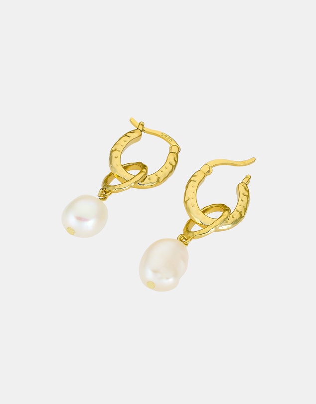 Zoe Olivia - 14K Gold Vermeil Pearl Drop Huggie Earrings