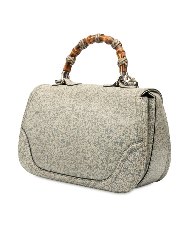Pre-Loved by Azura Reborn - Pre-Loved Large Speckled Leather New Bamboo Top Handle Bag