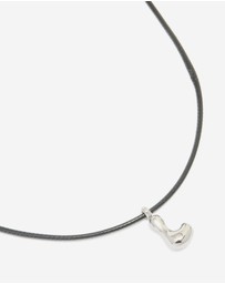 Lovisa - Waterproof Stainless Steel Bubble Large Bubble Letter L Cord Necklace