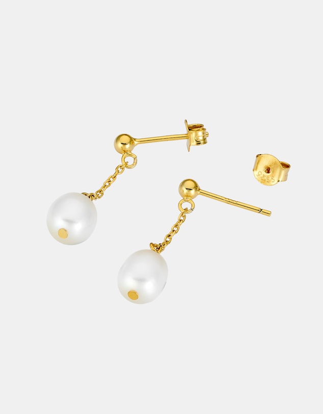 Zoe Olivia - 14K Gold Vermeil Pearl Chain Drop Stud Earrings