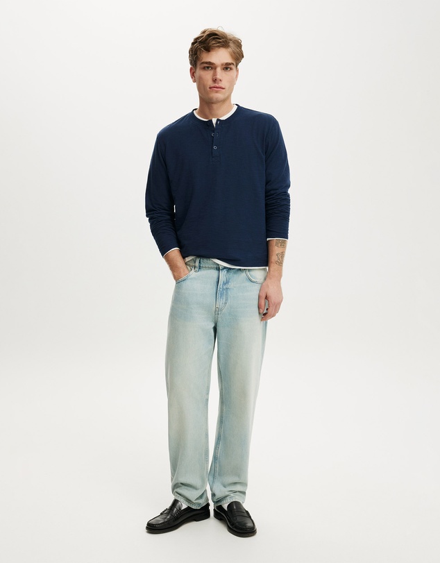 Cotton On - Fitted Henley Long Sleeve T-Shirt