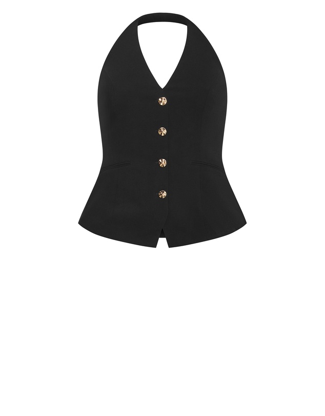 City Chic - Plus size Abbie Halter Vest - black