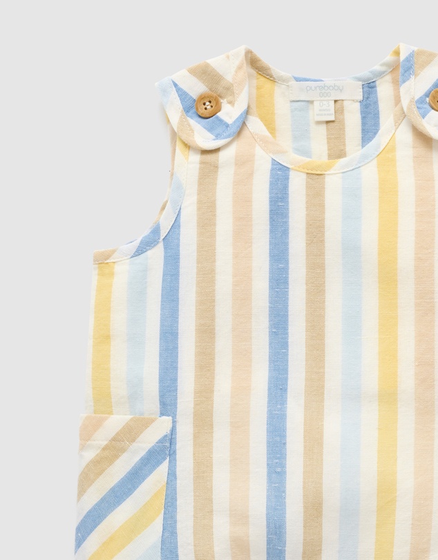 Purebaby - Linen Blend Romper- Kids-Babies