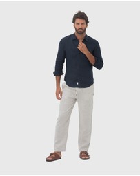 Coast Clothing - Long Sleeve Linen Shirt in Navy Blue