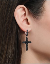 THOMAS SABO - Single Cross hoop earring with black zirconia