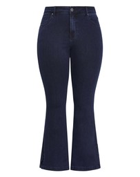 City Chic - Plus size Harley Fit Side Split Flare Leg Jean - dark wash
