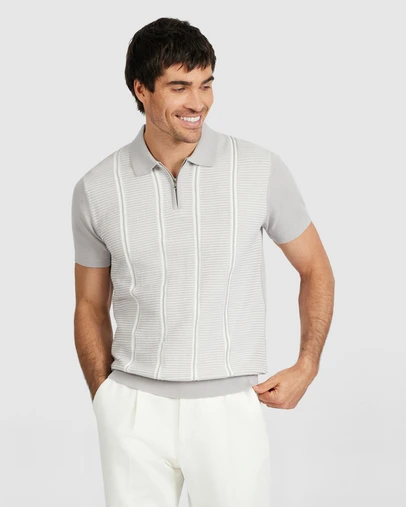 Tarocash - Sylvan Stripe Zip Knit Polo