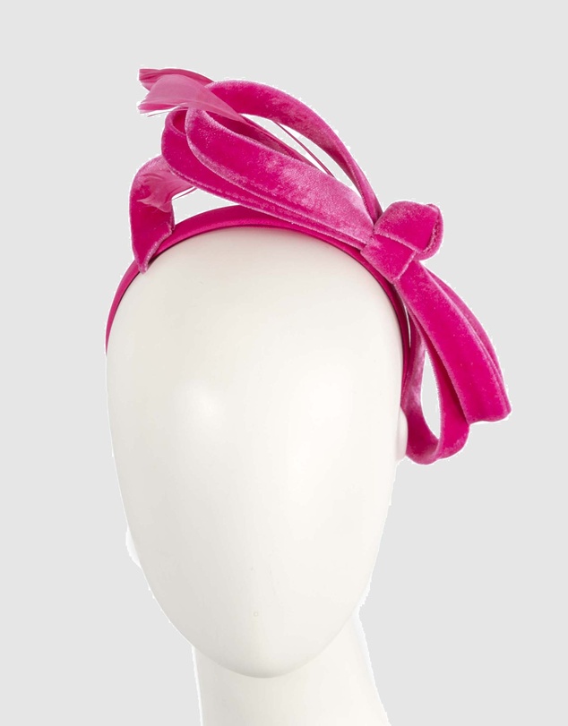 Max Alexander - Large Hot Pink Velvet Bow Racing Fascinator