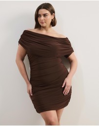 Atmos&Here Curvy - Millie Off Shoulder Mesh Mini Dress