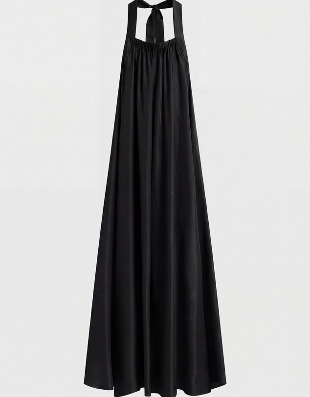 BONDI BORN - Marfa Silk Halter Maxi Dress - Black