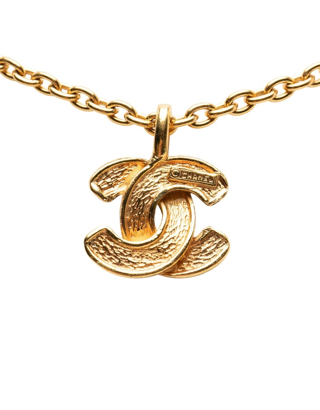 Pre-Loved by Azura Reborn - Pre-Loved Gold Plated Quilted CC Pendant Necklace