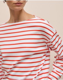 Trenery - Australian Cotton Breton Stripe T-shirt in Spice Red