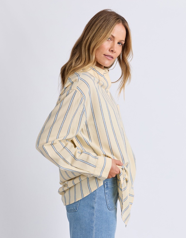 Foxwood - Sadie Shirt Lemon/Blue/Coffee Stripe