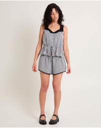 Subtitled - Aster Lace Trim Cotton Shorts