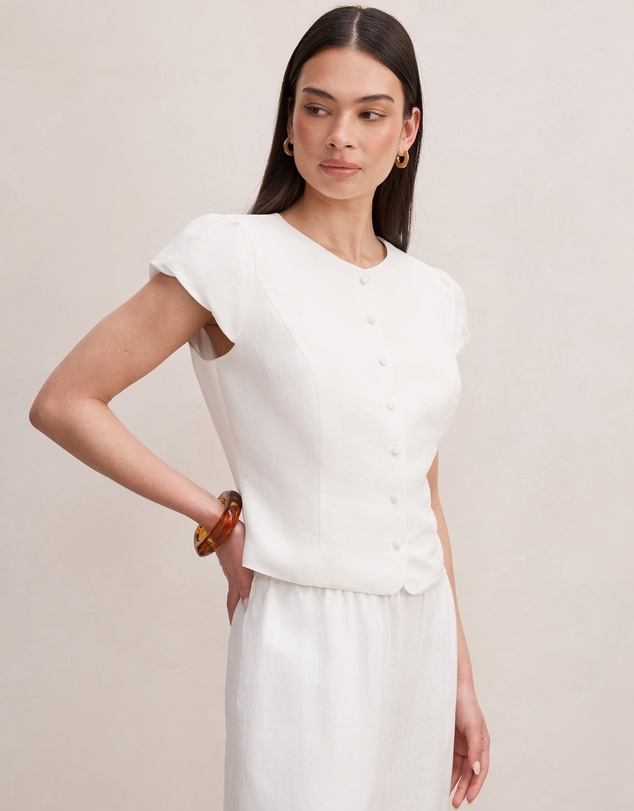 Forever New - Ella Button Up Linen Top