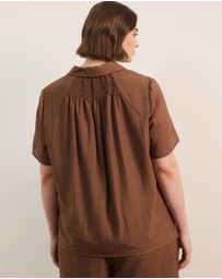 Atmos&Here Curvy - Josie Linen Blend Short Sleeve Shirt