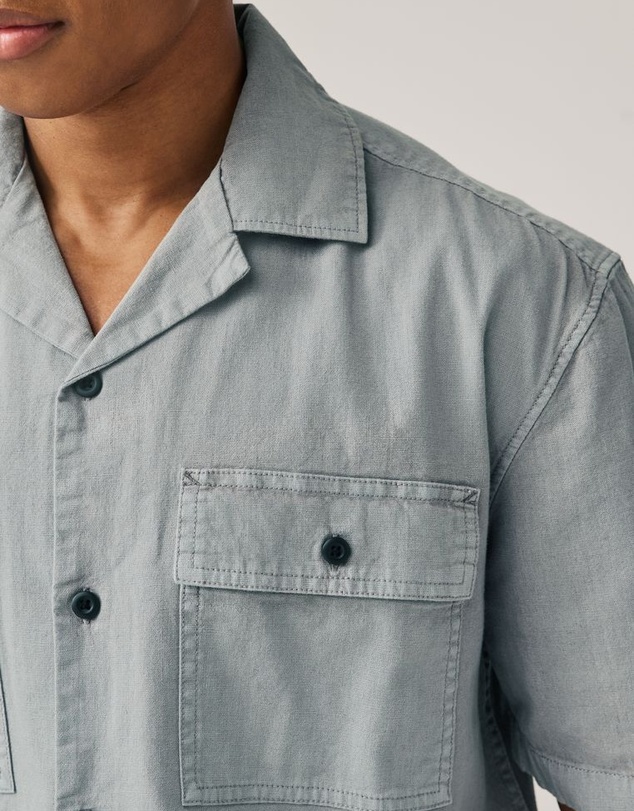 NEXT - Linen Blend Short Sleeve Shirt with Cuban Collar