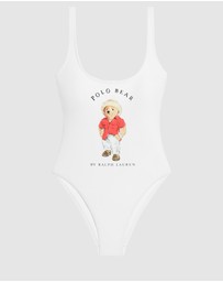 Polo Ralph Lauren - Terry Polo Bear Print High Leg Swimsuit