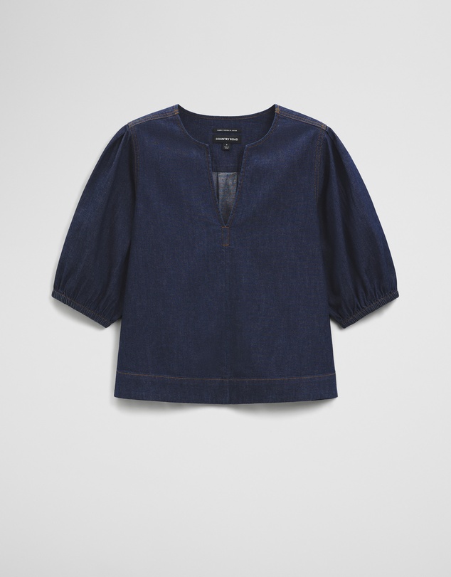 Country Road - Short Sleeve Denim Blouse