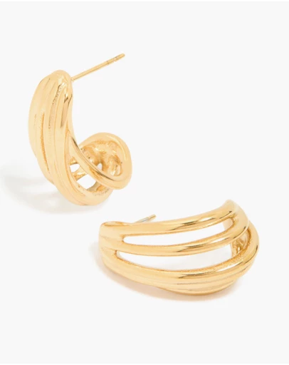 Lovisa - Waterproof Gold Plated Stainless Steel Layered Hoop Earrings
