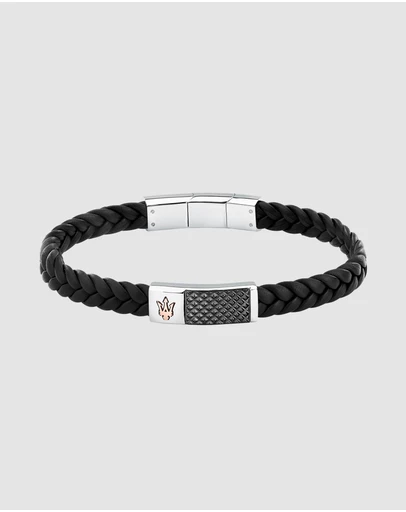 Maserati - Maserati Men's RG & Gun Metal Leather Bracelet
