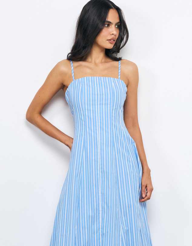 AERE - Lottie Panelled Stripe Midi Dress