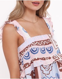 Petal & Pup - Katara Mini Dress - Blue Brown Abstract