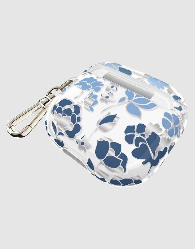Kate Spade - Kate Spade Flowerbed Blue with Silver Clip Case for AirPod 4