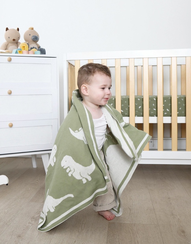 Living Textiles - Pram Knitted Blanket - Dinosaur