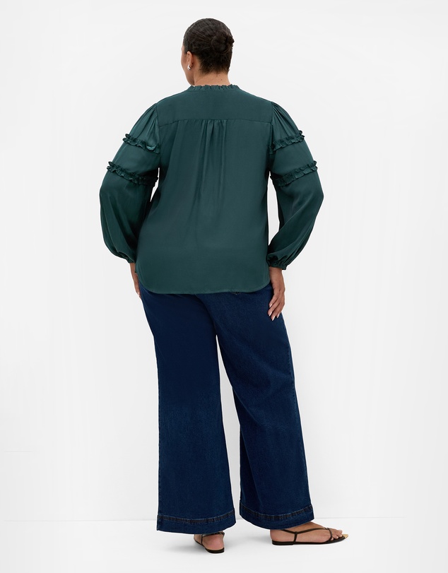 City Chic - Plus size Drama Queen Long Sleeve Shirt- emerald