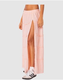 EDIKTED - Tiered Eyelet Slitted Maxi Skirt